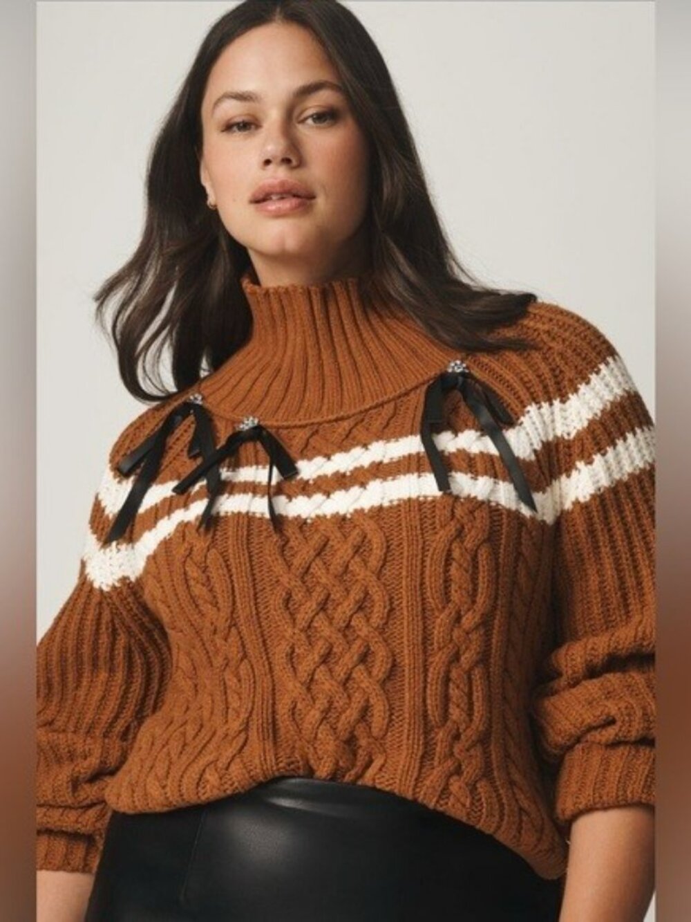 Maeve Anthropologie Balloon Sleeve Cropped Turtleneck Sweater M